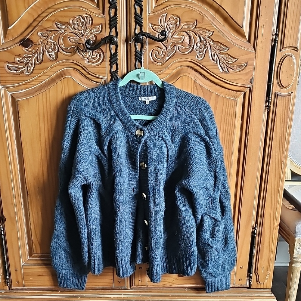 Madewell Blue Knit Sweater Cardigan
